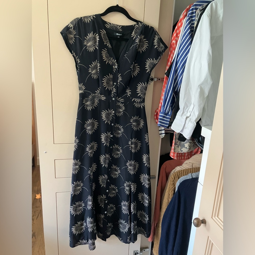 Madewell Black Floral Print Silk Maxi Dress